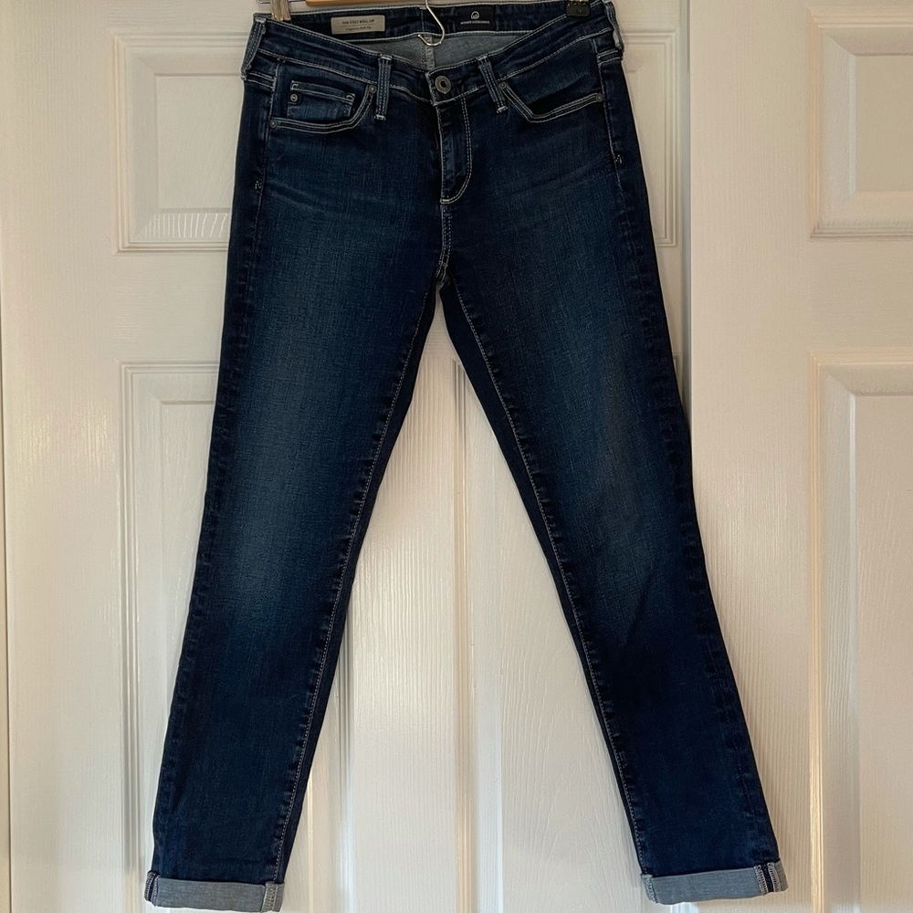 AG Cropped Dark Mid Rise Jeans